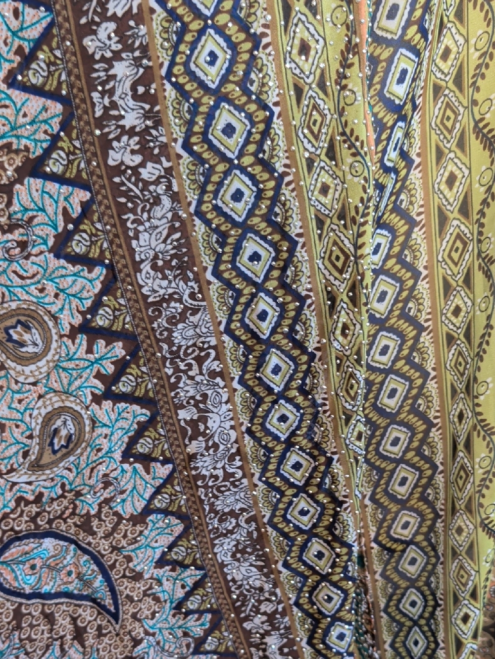 Jessica Multicolor Paisley Sheer Kimono in Teal, Brown & Cream - Picture 7 of 8